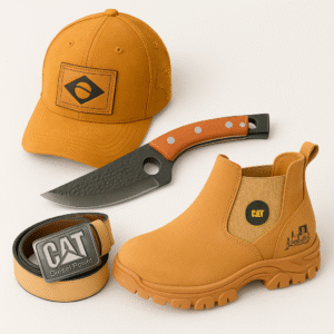 Kit Caterpillar - Botina + Boné + Cinto + Faca (Oferta do trabalhador, Só Hoje!)