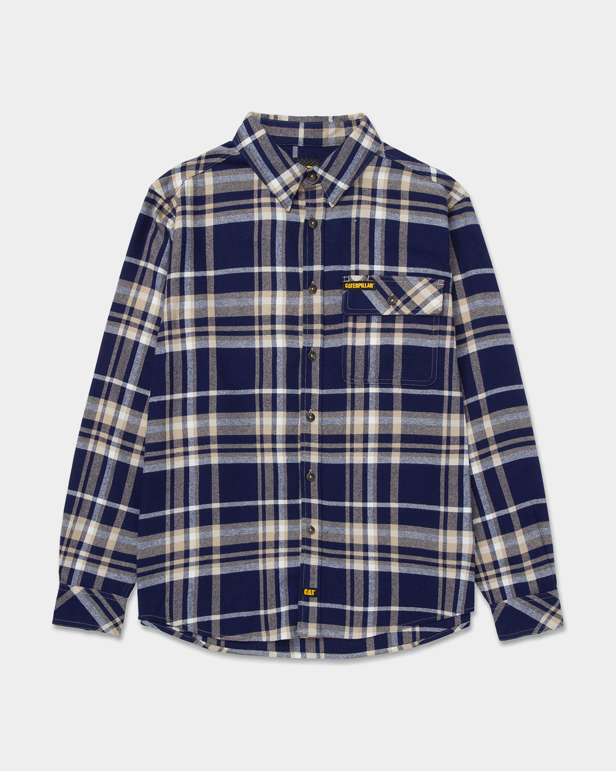 Camisa Flanelada Caqui e Azul
